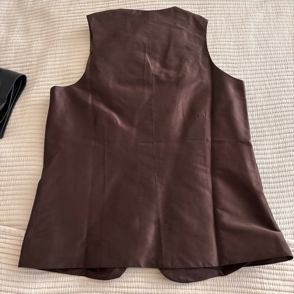 Donni x Nully Silk Taffeta NWT Brown Button-Up Women's Top Vest S - Picture 5 of 5